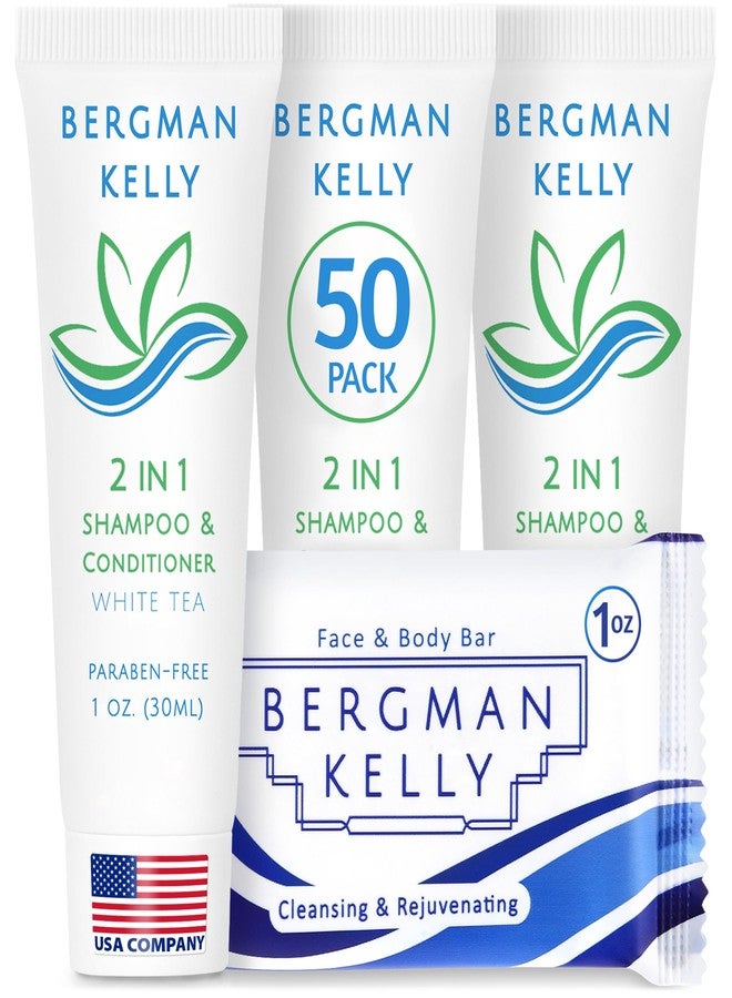 بيرجمان كيلي صابون مستطيل من بيرغمان كيلي، شامبو وبلسم 2 في 1، طقم من قطعتين (شاي أبيض، 1 أونصة لكل قطعة، 100 قطعة)، دلل ضيوفك بمستلزمات النظافة الصحية المنعشة والمنعشة ومستلزمات الفندق. - Image 1